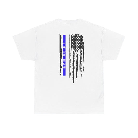 Dirty Boys Lifestyle “Blue Line Flag” Tee | Unisex Patriotic Police Support Shirt
