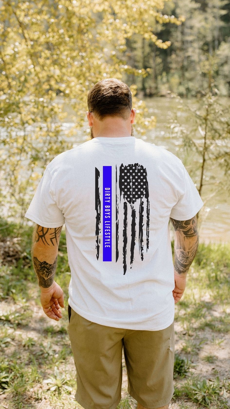 Dirty Boys Lifestyle “Blue Line Flag” Tee | Unisex Patriotic Police Support Shirt