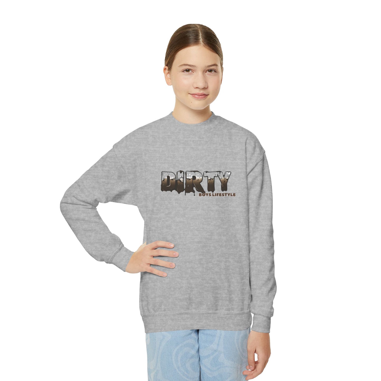 Dirty Boys Lifestyle “DIRTY” Youth Crewneck | Kids Graphic Sweatshirt