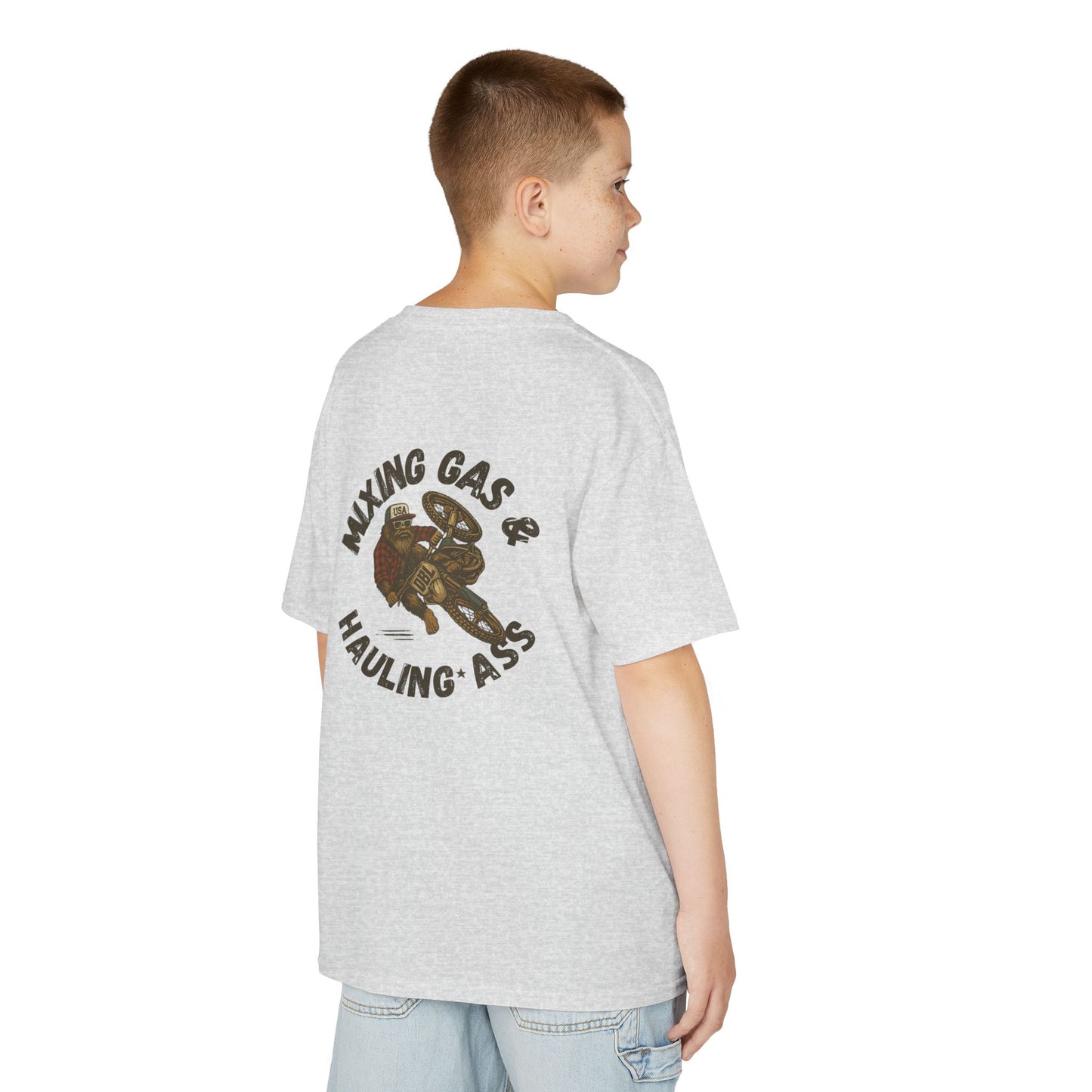 Dirty Boys Lifestyle “Mixing Gas & Hauling Ass” Youth Tee | Kids Moto Graphic Shirt