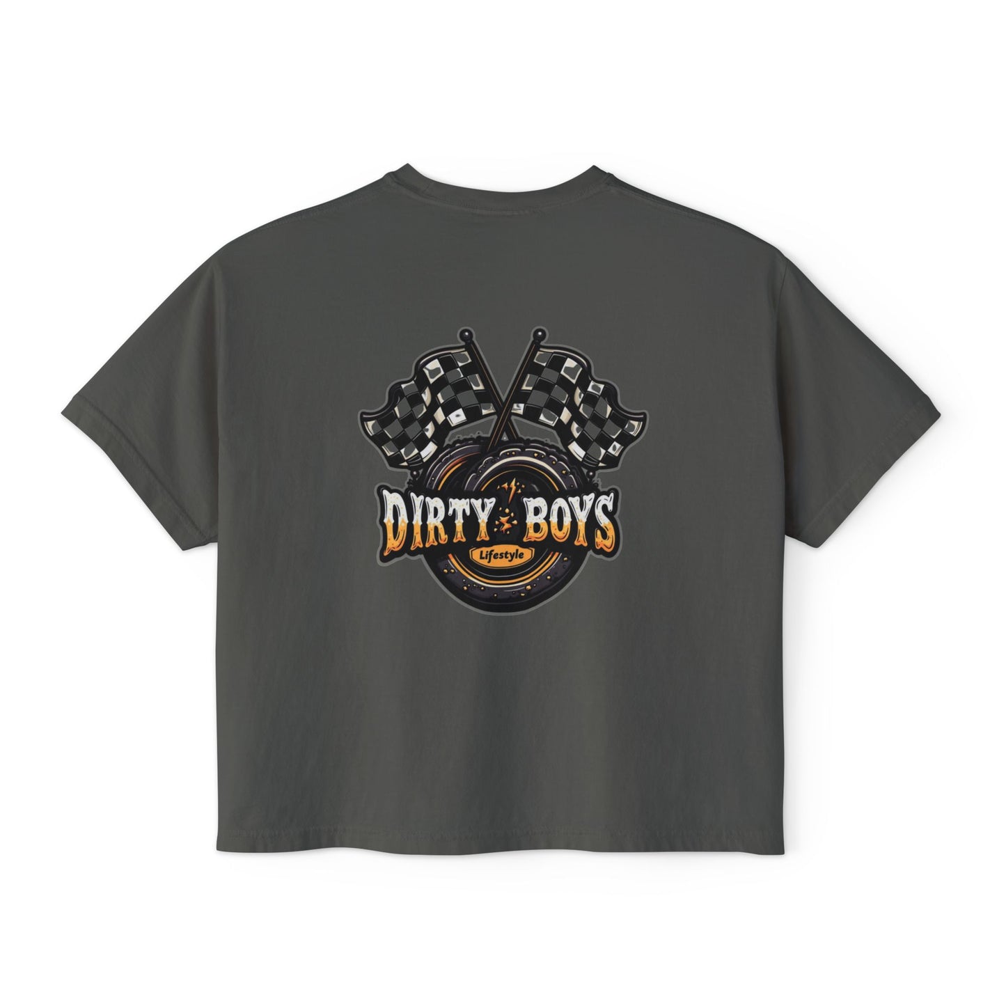 Dirty Boys Lifestyle Racing Women’s Crop Tee | Boxy Moto Graphic Shirt