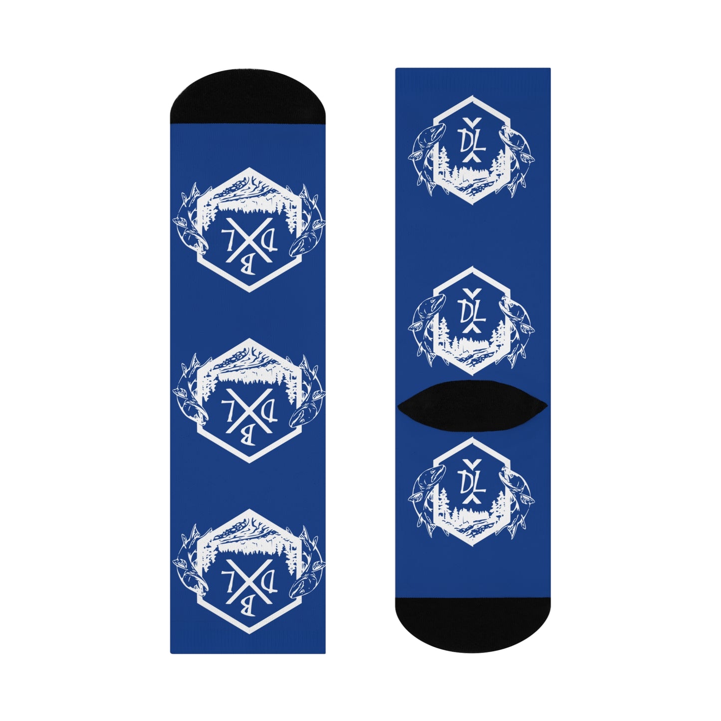 Dirty Boys Lifestyle Fishing Logo Crew Socks | Outdoor Graphic Cushioned Unisex