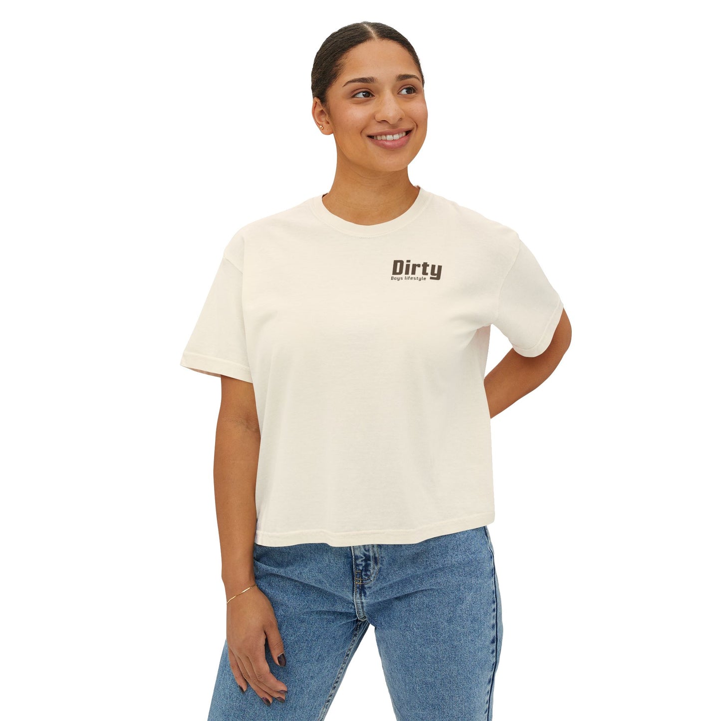 Dirty Boys Lifestyle “Mixing Gas & Hauling Ass” Women’s Crop Tee | Boxy Moto Graphic Shirt