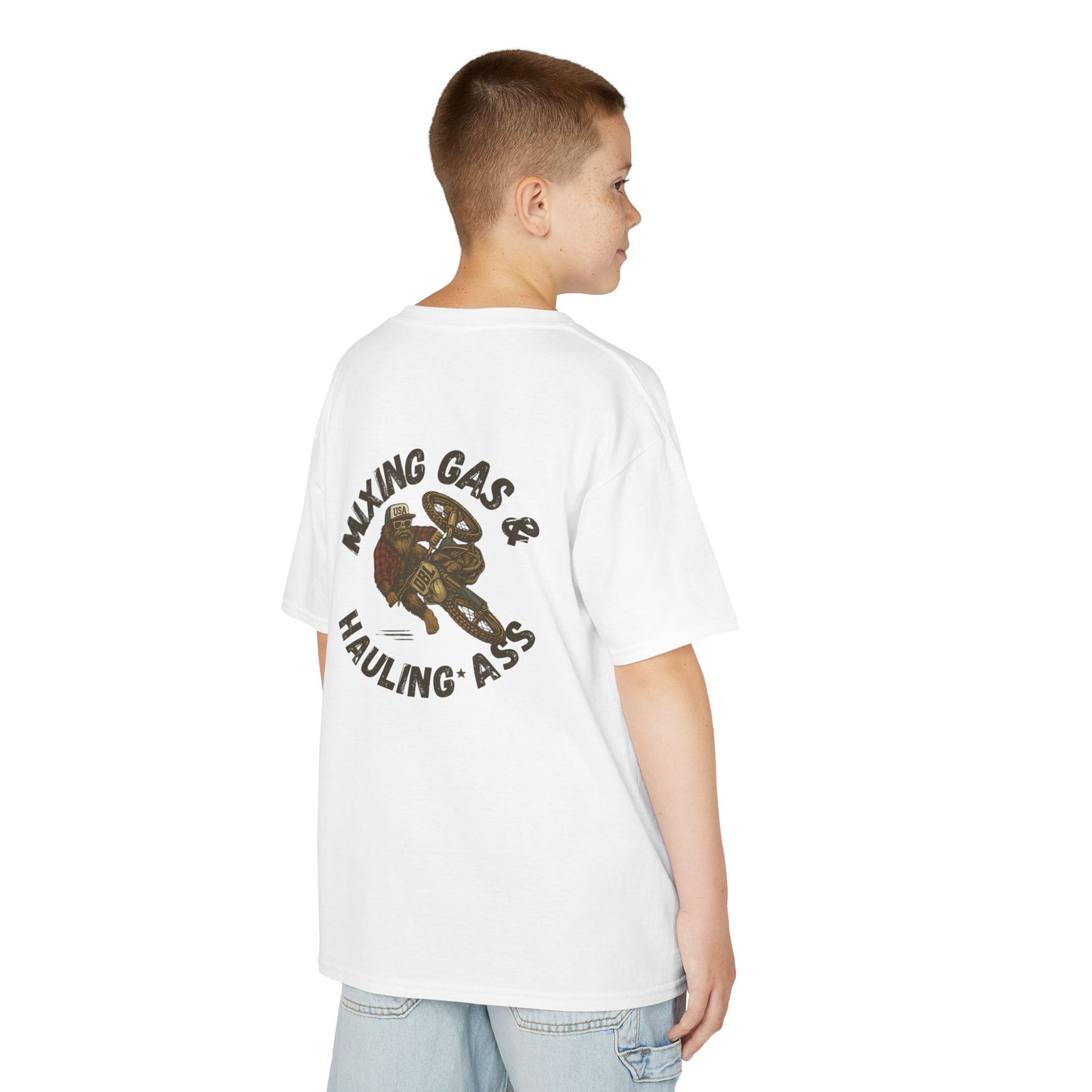 Dirty Boys Lifestyle “Mixing Gas & Hauling Ass” Youth Tee | Kids Moto Graphic Shirt