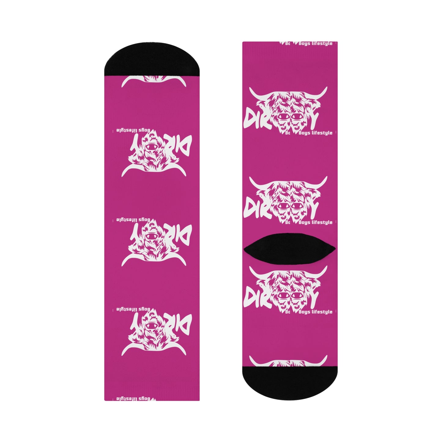 Dirty Boys Lifestyle “Dirty Cow” Crew Socks | Fun Graphic Cushioned Unisex