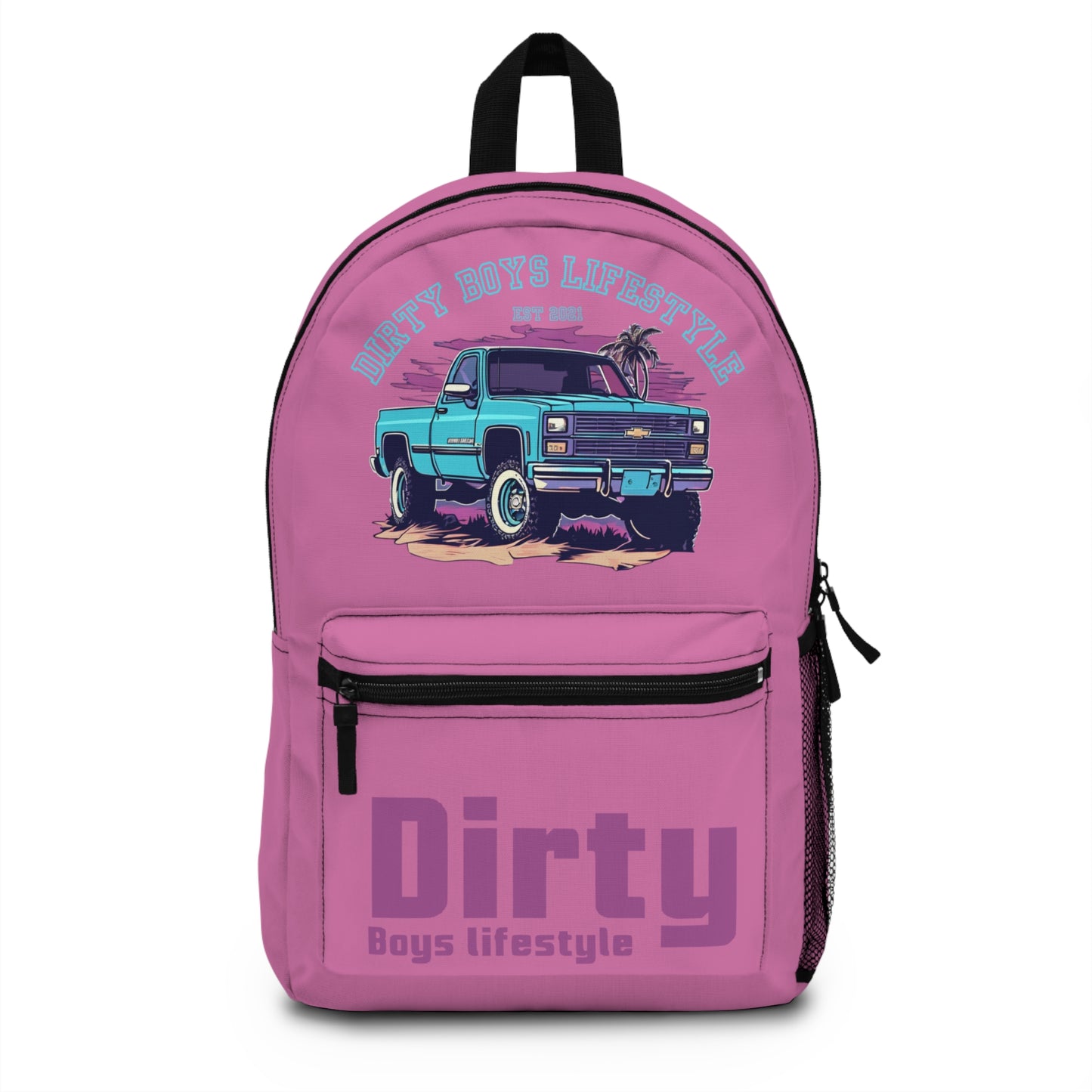 Dirty Boys Lifestyle Pink Truck Backpack | Trendy Everyday Bag for School, Travel & Adventure