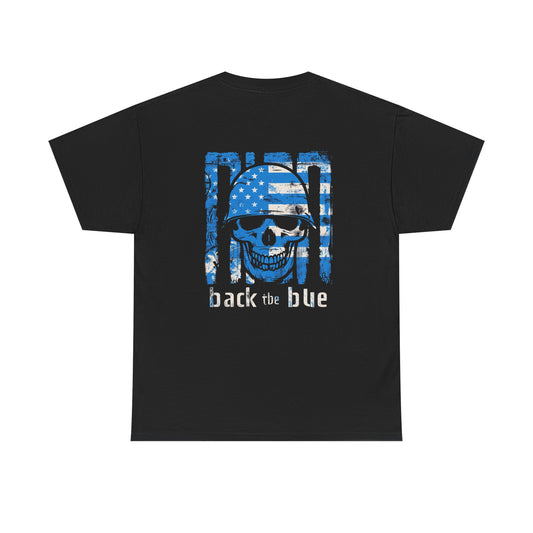 Dirty Boys Lifestyle “Back the Blue” Skull Tee | Unisex Patriotic Police Support Shirt