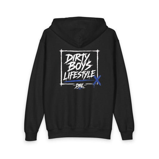Youth Zipped Hoodie — "Dirty Boyz Lifestyle" Graphic Zip-Up