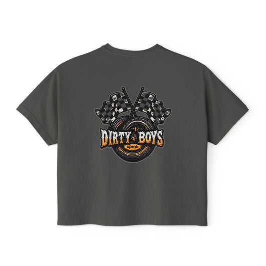 Dirty Boys Lifestyle Racing Women’s Crop Tee | Boxy Moto Graphic Shirt