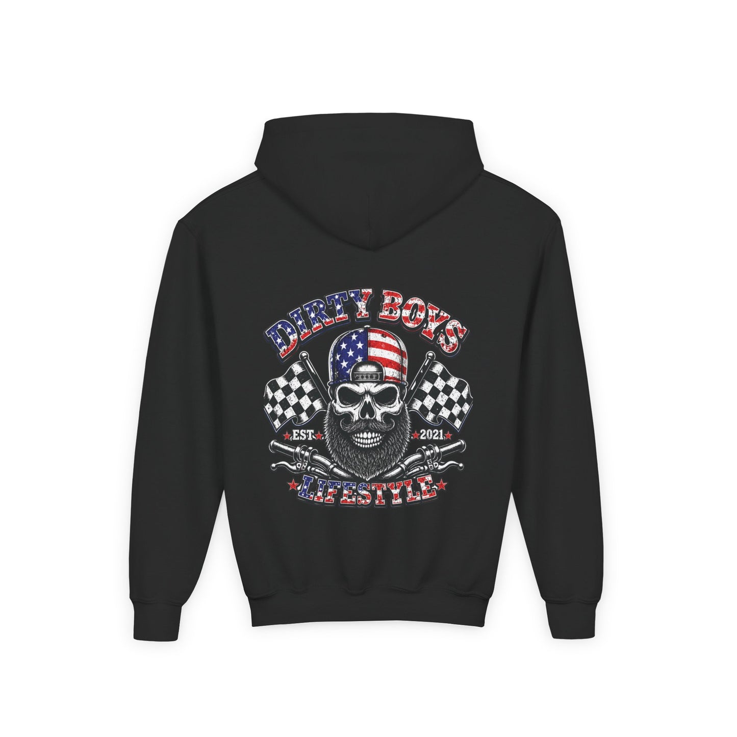 DBL Skull & Flags Youth Hoodie | Kids Motocross Racing Sweatshirt