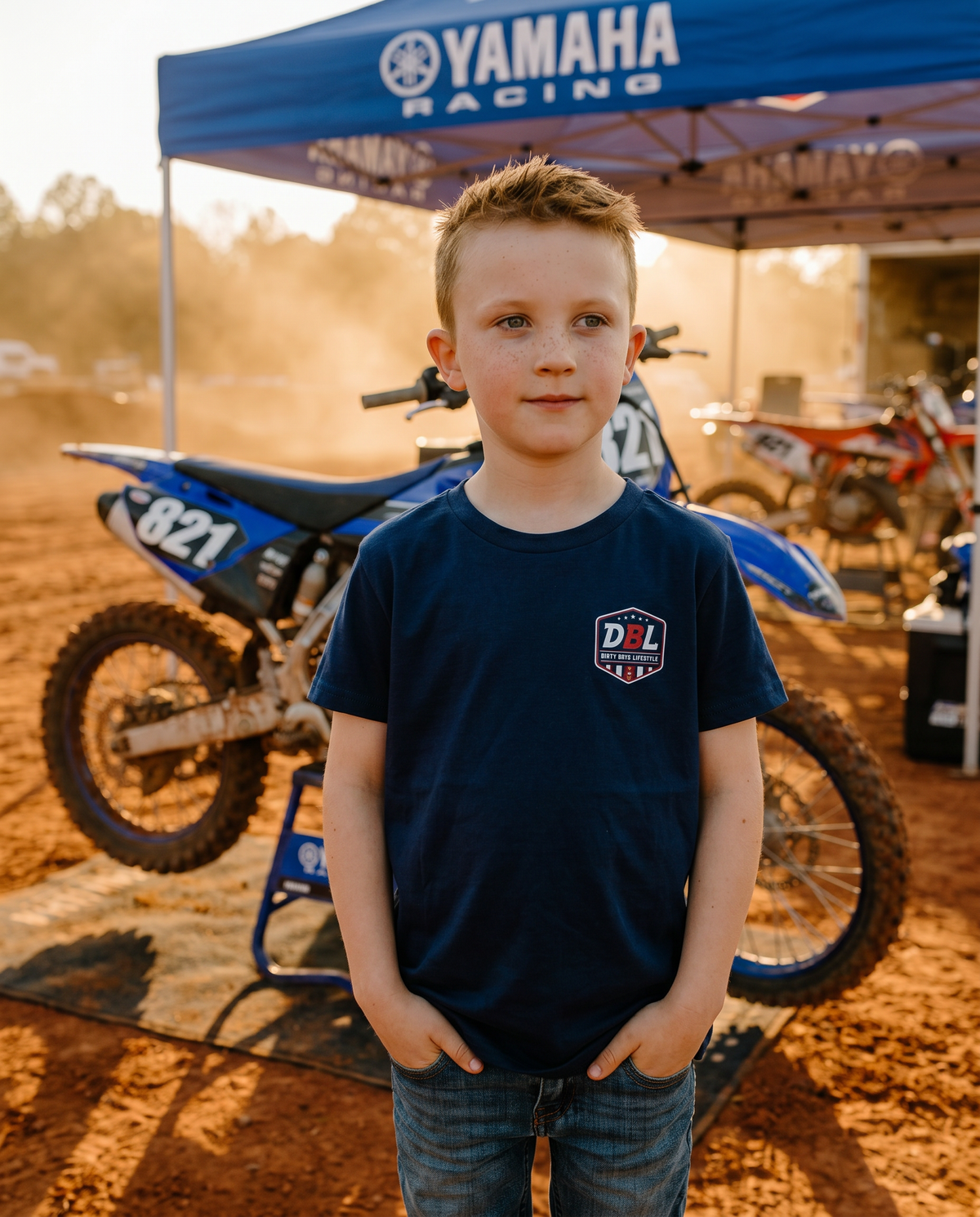 DBL Skull & Flags Youth Tee | Kids Motocross Racing T-Shirt