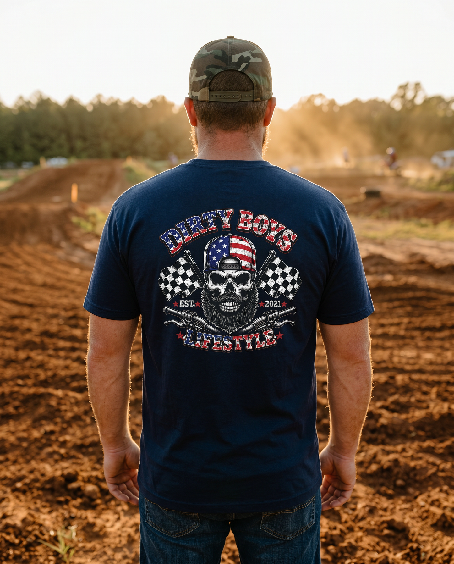 DBL Skull & Flags Tee | Motocross Racing T-Shirt