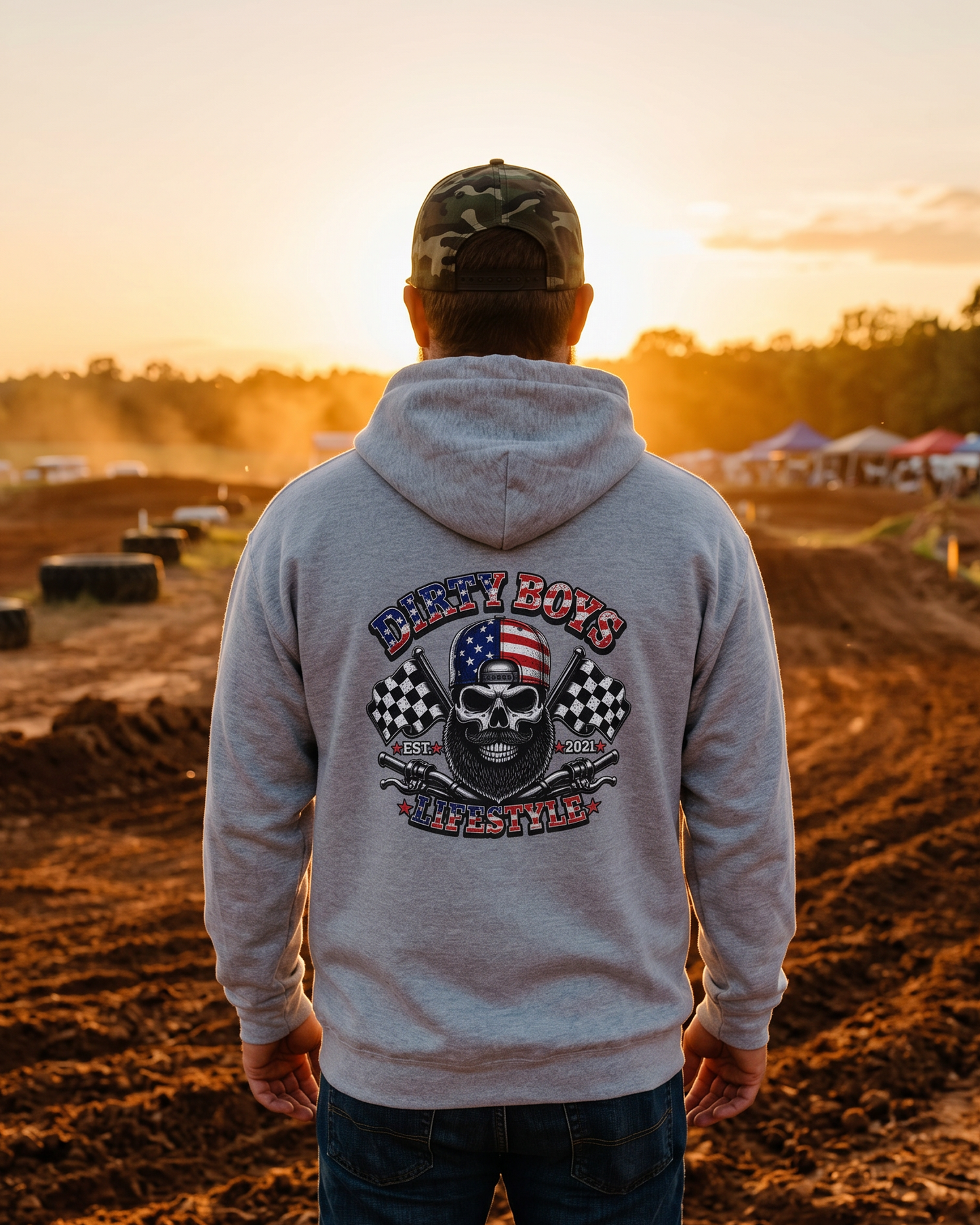 DBL Skull & Flags Adult Hoodie | Motocross Racing Sweatshirt