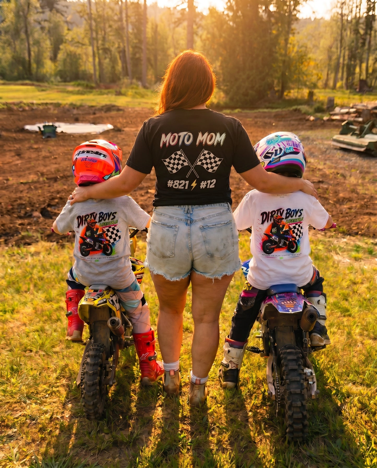 Moto Mom Shirt – Dirty Boys Lifestyle Tee with Custom Kid(s) Number
