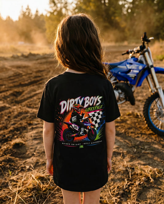 Dirty Boys Youth Dirt Bike Shirt - Black - Back